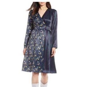 NWT Halogen faux wrap midi dress